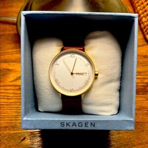 Skagen Gold and White Watch